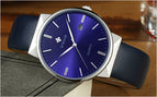 WWOOR Men's Watch Brand Luxury Waterproof Analog Quartz Clock Male Leather Belt Casual Sports Watches Men Blue relogio masculino