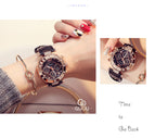 GUOU Watch Luxury Ladies Watch Fashion Quartz Watch Women Rhinestone Leather Casual Women's Watch Rose Gold relogio feminino
