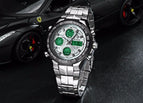 WWOOR All Steel Digital Men's Quartz LED Dual Display Military GOLD Clock Men's Luxury Alarm Waterproof Sports Watches 8019
