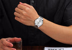 Top Brand Luxury WWOOR Men's Watches Stainless Steel Band Analog Display Quartz Wrist Watch Ultra Thin Dial Fashion Dress Watch