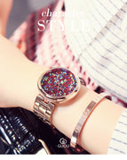 GUOU Women Watches Top Brand Luxury Colorful Diamond Wrist Watches Fashion Shiny Rhinestone Watch Rose Gold Clock reloj mujer