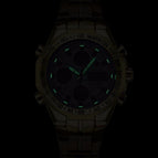 WWOOR All Steel Digital Men's Quartz LED Dual Display Military GOLD Clock Men's Luxury Alarm Waterproof Sports Watches 8019