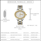 WWOOR New Gold Women Bracelet Watches Waterproof Ladies Watch Stainless Steel Casual Dress Woman Quartz Watch Women Reloj Mujer