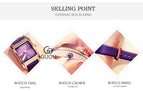 GUOU Square Dial Women Watch with Date Leather Band 16mm Rose Gold Female Water Proof Rectangle Ladies Quartz Wristwatches 8089