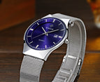 WWOOR Fashion Mens Watches Auto Date Luxury Quartz Watch Men Casual Slim Mesh Steel Waterproof Sport Watch Relogio Masculino