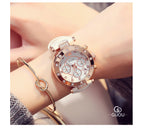 GUOU Watch Luxury Ladies Watch Fashion Quartz Watch Women Rhinestone Leather Casual Women's Watch Rose Gold relogio feminino