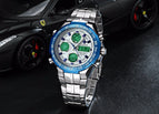 WWOOR All Steel Digital Men's Quartz LED Dual Display Military GOLD Clock Men's Luxury Alarm Waterproof Sports Watches 8019