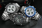 WWOOR All Steel Digital Men's Quartz LED Dual Display Military GOLD Clock Men's Luxury Alarm Waterproof Sports Watches 8019