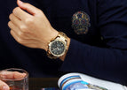 WWOOR All Steel Digital Men's Quartz LED Dual Display Military GOLD Clock Men's Luxury Alarm Waterproof Sports Watches 8019