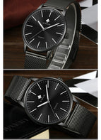 WWOOR Men Simple Slim Quartz Watch Gold Steel Mesh Ultra Thin Men Watches Luxury Brand Waterproof Male Wrist Watch Golden Clock