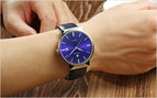 WWOOR Men's Watch Brand Luxury Waterproof Analog Quartz Clock Male Leather Belt Casual Sports Watches Men Blue relogio masculino