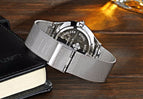 Top Brand Luxury WWOOR Men's Watches Stainless Steel Band Analog Display Quartz Wrist Watch Ultra Thin Dial Fashion Dress Watch