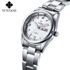 WWOOR Luxury Brand Watches Women's Full Steel Business Casual Wrist Watches Women Date Day Clock Luminous Quartz Watch Reloj