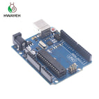 high quality One set UNO R3 Official Box ATMEGA16U2+MEGA328P Chip For Arduino UNO R3 Development board + USB CABLE