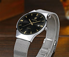 Top Brand Luxury WWOOR Men's Watches Stainless Steel Band Analog Display Quartz Wrist Watch Ultra Thin Dial Fashion Dress Watch