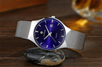 Top Brand Luxury WWOOR Men's Watches Stainless Steel Band Analog Display Quartz Wrist Watch Ultra Thin Dial Fashion Dress Watch
