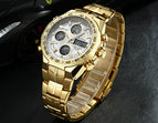 WWOOR All Steel Digital Men's Quartz LED Dual Display Military GOLD Clock Men's Luxury Alarm Waterproof Sports Watches 8019