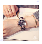 GUOU Watch Luxury Ladies Watch Fashion Quartz Watch Women Rhinestone Leather Casual Women's Watch Rose Gold relogio feminino