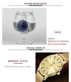 WWOOR Men Simple Slim Quartz Watch Gold Steel Mesh Ultra Thin Men Watches Luxury Brand Waterproof Male Wrist Watch Golden Clock