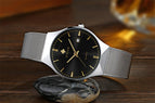 Top Brand Luxury WWOOR Men's Watches Stainless Steel Band Analog Display Quartz Wrist Watch Ultra Thin Dial Fashion Dress Watch