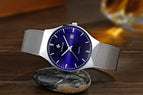 WWOOR Fashion Mens Watches Auto Date Luxury Quartz Watch Men Casual Slim Mesh Steel Waterproof Sport Watch Relogio Masculino