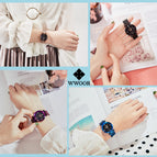 Fashion WWOOR Luxury Stainless Steel Watches Women Quartz Bracelet Watch Ladies Dress Watches Blue Clock relogios Montre Femme