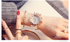 GUOU Watch Luxury Ladies Watch Fashion Quartz Watch Women Rhinestone Leather Casual Women's Watch Rose Gold relogio feminino