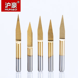 HUHAO 10pcs/lot Shank 3.175mm Engraving Bits CNC Degree 10-90 End Mill Carbide Milling Cutter Titanium Coating CNC Router Tools