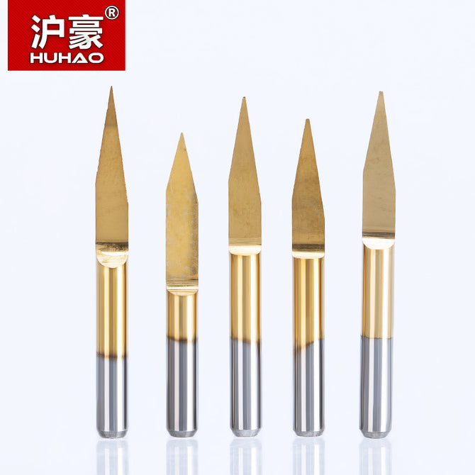 HUHAO 10pcs/lot Shank 3.175mm Engraving Bits CNC Degree 10-90 End Mill Carbide Milling Cutter Titanium Coating CNC Router Tools