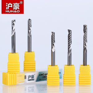 HUHAO 1PC CNC End Mill Shank 4mm One Flute Spiral Cutter Tugster Steel Router Bit For MDF Carbide Milling Cutter For Wood