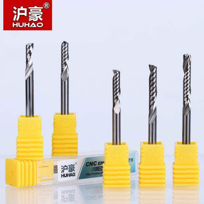 HUHAO 1PC CNC End Mill Shank 4mm One Flute Spiral Cutter Tugster Steel Router Bit For MDF Carbide Milling Cutter For Wood