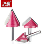 HUHAO 1pc 6mm V Bit CNC solid carbide end mill 3D Router Bits for Wood tungsten woodworking MDF milling cutter 60 90 120 150 deg