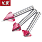 HUHAO 1pc 6mm V Bit CNC solid carbide end mill 3D Router Bits for Wood tungsten woodworking MDF milling cutter 60 90 120 150 deg