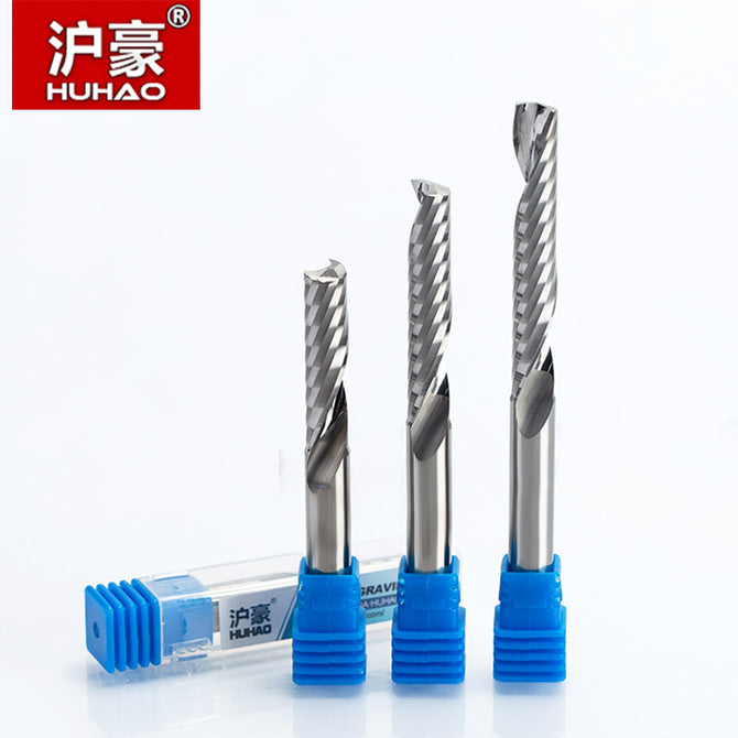 HUHAO 1pc 8mm Single Flute Spiral Cutter 3A TOP Qualit CNC Router Bits For Wood Acrylic PVC MDF End Mill Carbide Milling Cutters