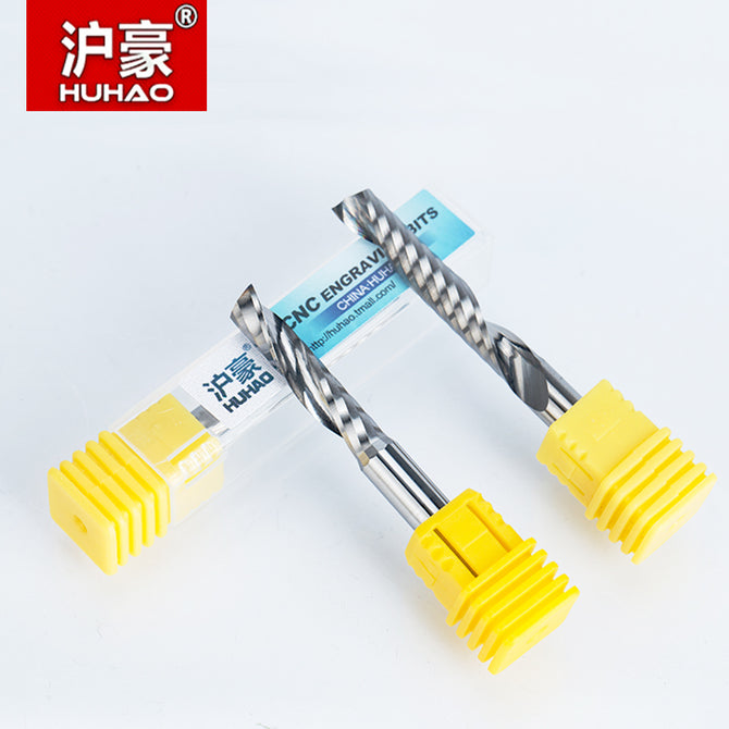HUHAO 5pcs/lot Shank 6mm Single Flute Spiral Cutter Router Bit  For Acrylic Carbide Milling Cutter CNC Tools Machine Accessories