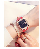 GUOU Women's Watches 2019 Square Fashion zegarek damski Luxury Ladies Bracelet Watches For Women Leather Strap Clock Saati