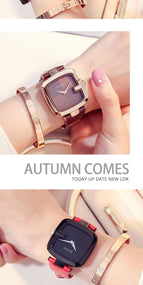 GUOU Top Brand Women's Watches Square Fashion zegarek damski Luxury Ladies Bracelet For Women Genuine Leather Strap Clocks Saati