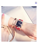 GUOU Women's Watches 2019 Square Fashion zegarek damski Luxury Ladies Bracelet Watches For Women Leather Strap Clock Saati