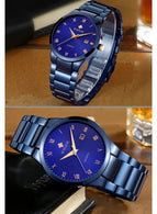 WWOOR Top Brand Luxury Men Stainless Steel Waterproof Sports Watches Men's Quartz Analog Date Clock Male Black Strap Wrist Watch