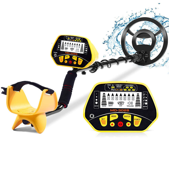 High Accuracy Metal Detector MD-3028 for Adults & Kids, LCD Display w/ 8.5" Waterproof Search Coil Pinpoint Function & DISC Mode