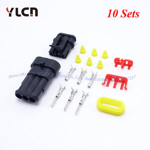 High Quality 10 Sets Kit 3 Pin Way AMP Auto Super Sealed Waterproof  Electrical Wire Connectors Plug For Car wholesale bulk price