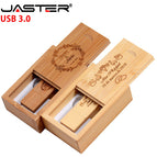 JASTER USB 3.0 wood strip + box memory stick custom LOGO usb flash drive 4GB 8GB 16GB 32GB 64GB pendrive U disk free shipping