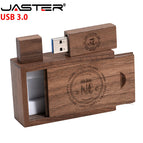 JASTER USB 3.0 wood strip + box memory stick custom LOGO usb flash drive 4GB 8GB 16GB 32GB 64GB pendrive U disk free shipping
