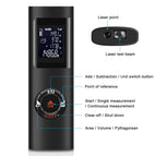 KKMOON Mini Handheld 40M Smart Digital Laser Distance Meter Range Rangefinder Portable USB Charging Distance Measuring Meter