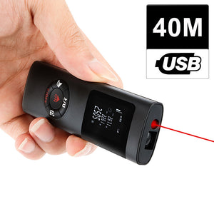 KKMOON Mini Handheld 40M Smart Digital Laser Distance Meter Range Rangefinder Portable USB Charging Distance Measuring Meter