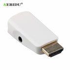 Kebidu Male to Female Adapter Converter Cable Support HD 1080P HDTV Adapter HDMI-compatible to VGA For PC Laptop