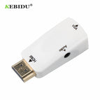 Kebidu Male to Female Adapter Converter Cable Support HD 1080P HDTV Adapter HDMI-compatible to VGA For PC Laptop