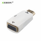 Kebidu Male to Female Adapter Converter Cable Support HD 1080P HDTV Adapter HDMI-compatible to VGA For PC Laptop