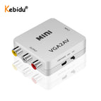 Kebidu Mini HD VGA To AV Video Converter with 3.5mm Audio VGA2AV Converter AV2VGA Conversor For PC to TV HD Computer to TV