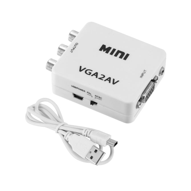 Kebidu Mini HD VGA To AV Video Converter with 3.5mm Audio VGA2AV Converter AV2VGA Conversor For PC to TV HD Computer to TV